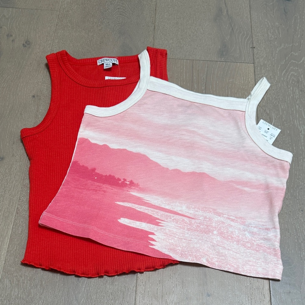 NWT Crewcuts Coral and Pink Tank Tops